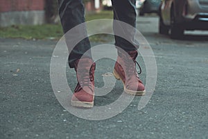 Red military trappers shoes