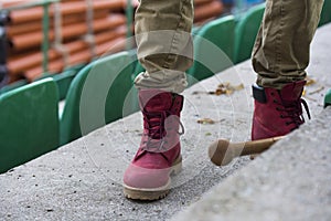 Red military trappers shoes photo