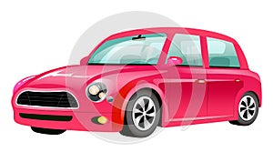 Red mini cooper cartoon vector illustration