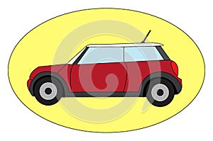Red mini cooper, illustration, vector