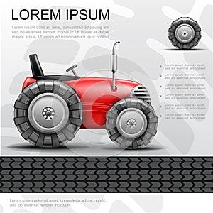 Red Mini Tractor Template