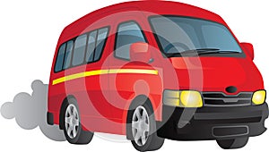 Red minibus taxi cartoon