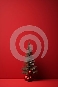 Red minimalist christmas tree