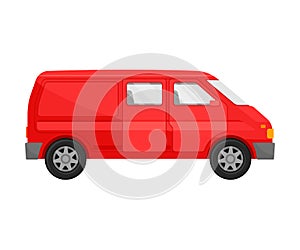 Red minivan. Vector illustration on a white background.