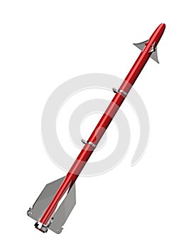 Red missile isolated on a white background