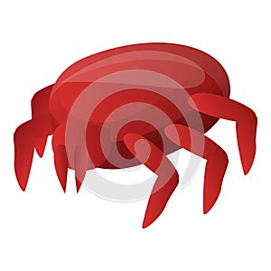 Red mite icon, cartoon style