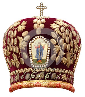 Red mitre - solemn headgear of the orthodox bisho