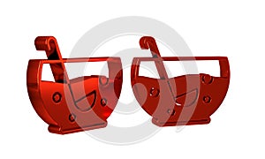 Red Mixed punch with fresh fruits in bowl icon isolated on transparent background.