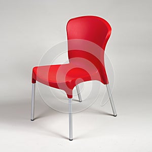 Red Modern Chair Design on gray background