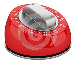 Red modern kitchen timer isolated on white