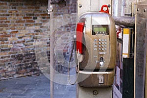 Red modern public payphone