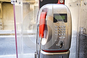 Red modern public payphone