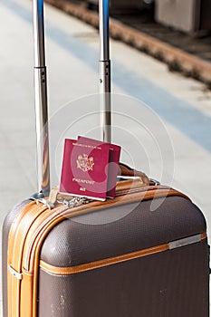 Red Moldavian biometric passport id to travel the Europe without visas. Modern passport with electronic chip let Moldavians travel