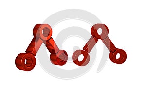 Red Molecule icon isolated on transparent background. Structure of molecules in chemistry, science teachers innovative