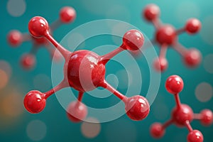 Red molecule structure symbolizing chemical interaction