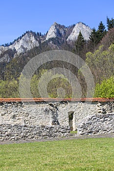 Red Monastery, surrounding wall and view on Three Crowns Massif, Slovakia