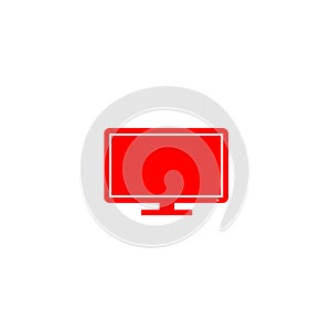 Red monitor flat icon vector