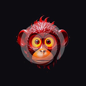 Red Monkey Head In 8k 3d Neo-pop Style