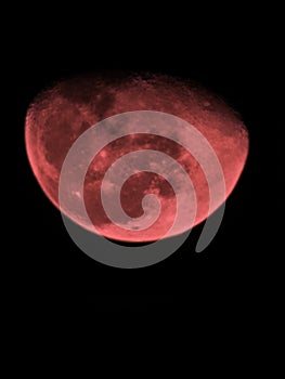 Red moon in the dark sky bright and shiny close up picture image