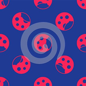 Red Moon phases icon isolated seamless pattern on blue background. Vector