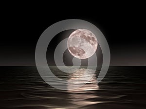 Red moon risingon the sea