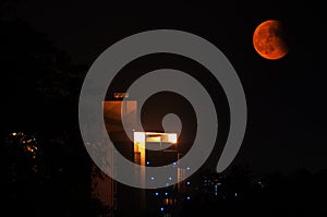 Red moon and surface structures