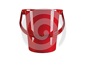 Red mop bucket on white background