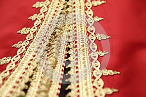 Red Moroccan Caftan embroidery details photo