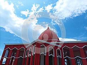 Red Mosque with amzing blue sky photo