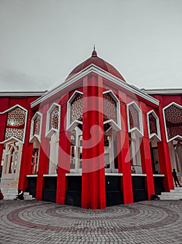 the red mosque, a place where muslims praying at Pandaan East java