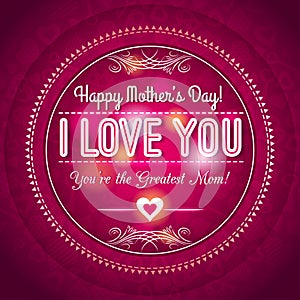 Red Mothers day greeting card with hearts and wishes text