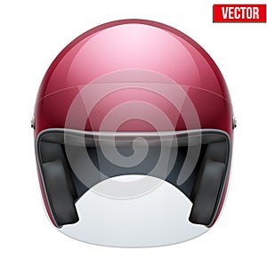 Red motorbike classic helmet with clear glass
