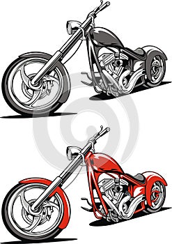 Red motorbike isolated on the white background photo