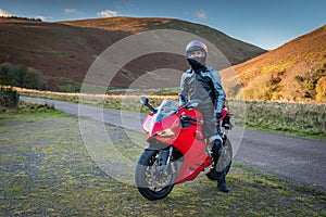 Red Motorbike with Rider