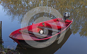 Red motorboat