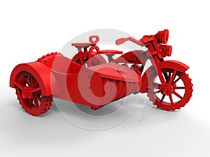 Red motorcycle with attachment