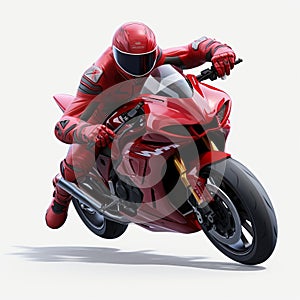 Red Motorcycle Racer In Unreal Engine 5: 3d Game Character Design