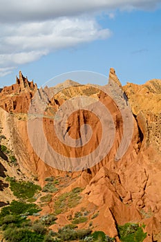 Red mountain valley canyon in Kirgyzstan