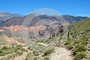 Red mountains landscape near Tilcara in Argentina