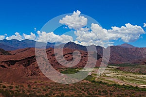 Red mountains valley Quebrada de las Conchas in Argentina