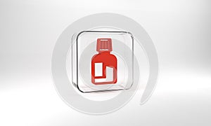 Red Mouthwash plastic bottle icon isolated on grey background. Liquid for rinsing mouth. Oralcare equipment. Glass