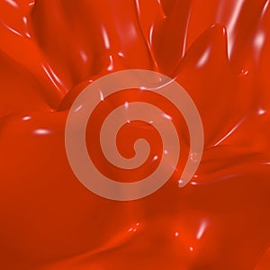 Red movement plastic background with bulges wave surface. Smooth relief curves forms. 3D rendering photo