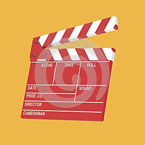 Red Movie Production Clapper Board. 3d Rendering