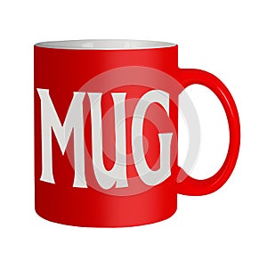 Red mug isolated - office humour, humor photo