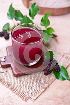 red mulberry juice on the table