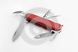 red Multi Purpose knife. isolated on white background