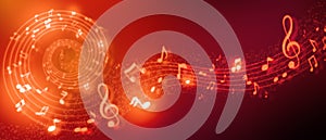red music notes background