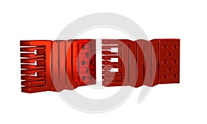 Red Musical instrument accordion icon isolated on transparent background. Classical bayan, harmonic.