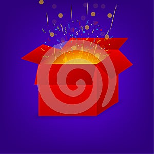 Red mystery box on light background. Premium vector. Digital background