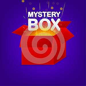 Red mystery box on light background. Premium vector. Digital background